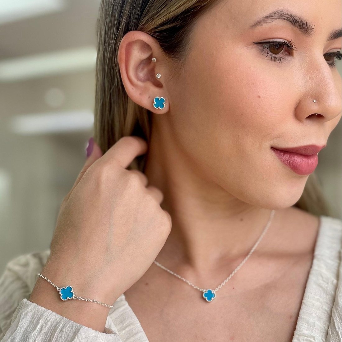 Pulseira Trevo Azul