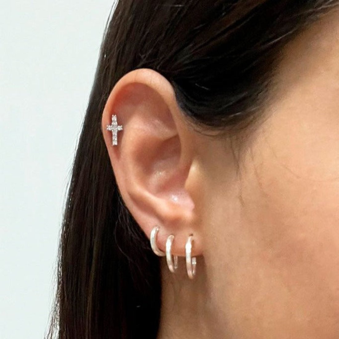 Trio de Piercing Estrela Cruz Coroa Mia