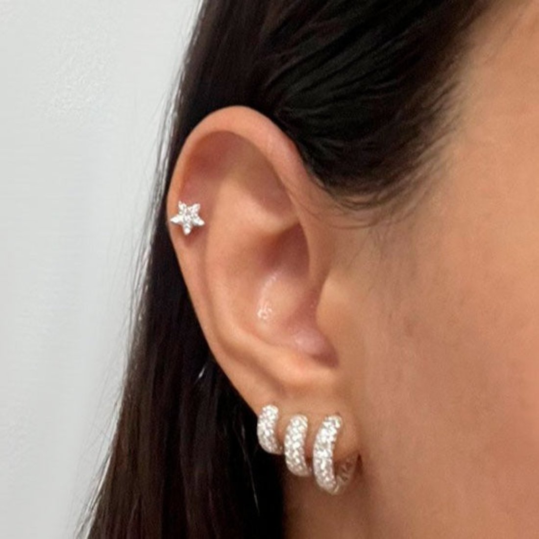 Trio de Piercing Coração Gota Estrela Luna