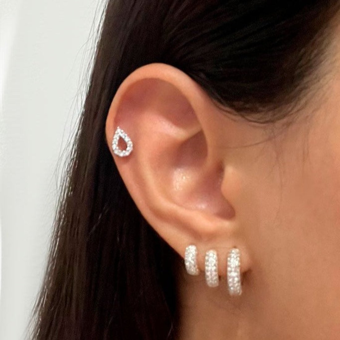 Trio de Piercing Coração Gota Estrela Luna