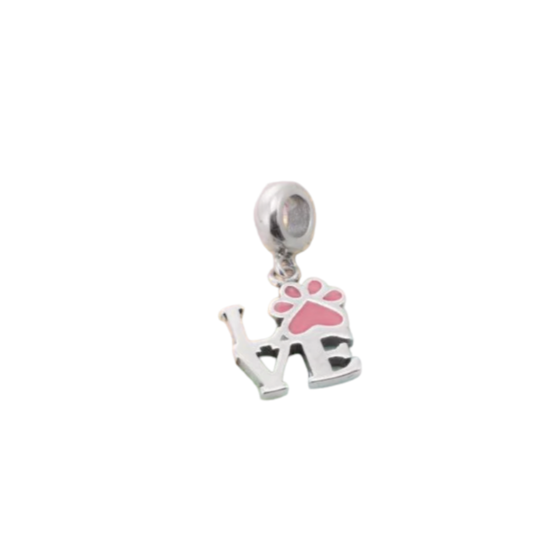 Berloque Infantil Love com Pata Rosa