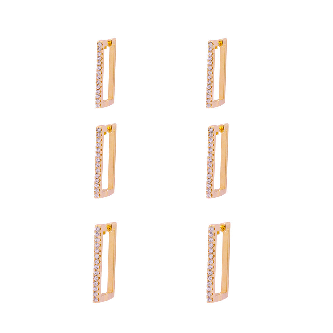 Brinco Trio de Argola Quadrada Elis