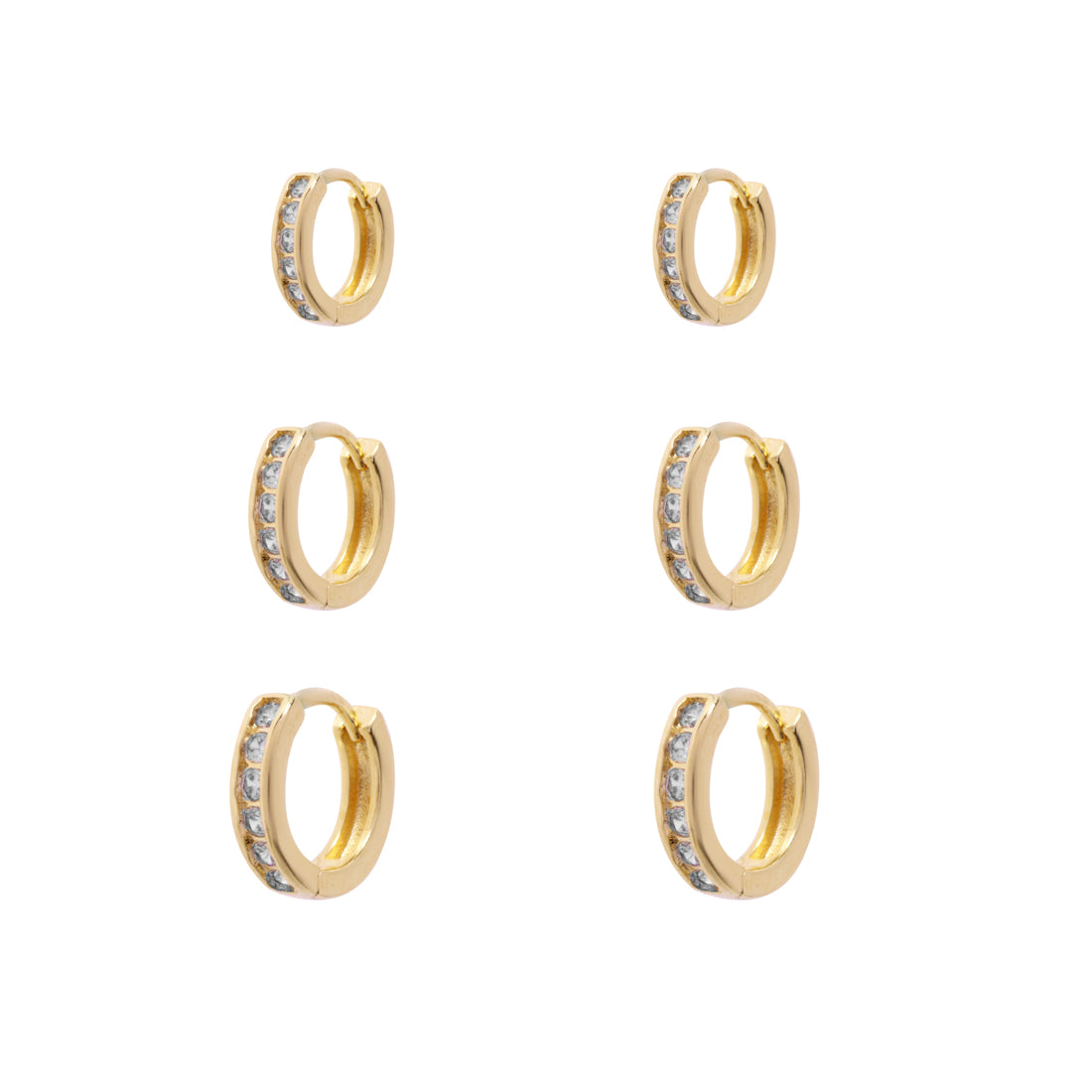 Brinco Trio de Argolas Cravejadas Flor