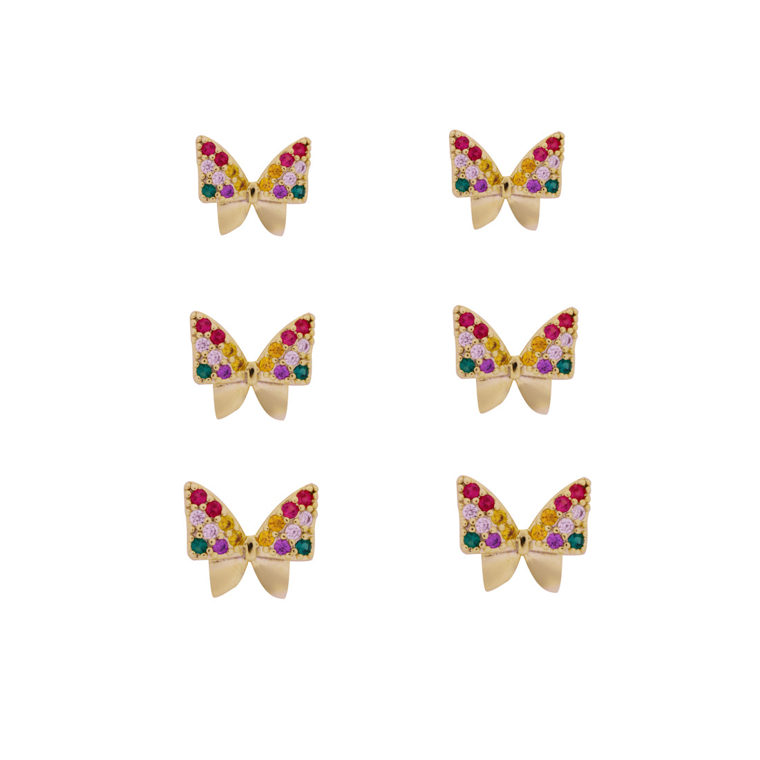 Brinco Trio de Borboleta Colorida Yasmin