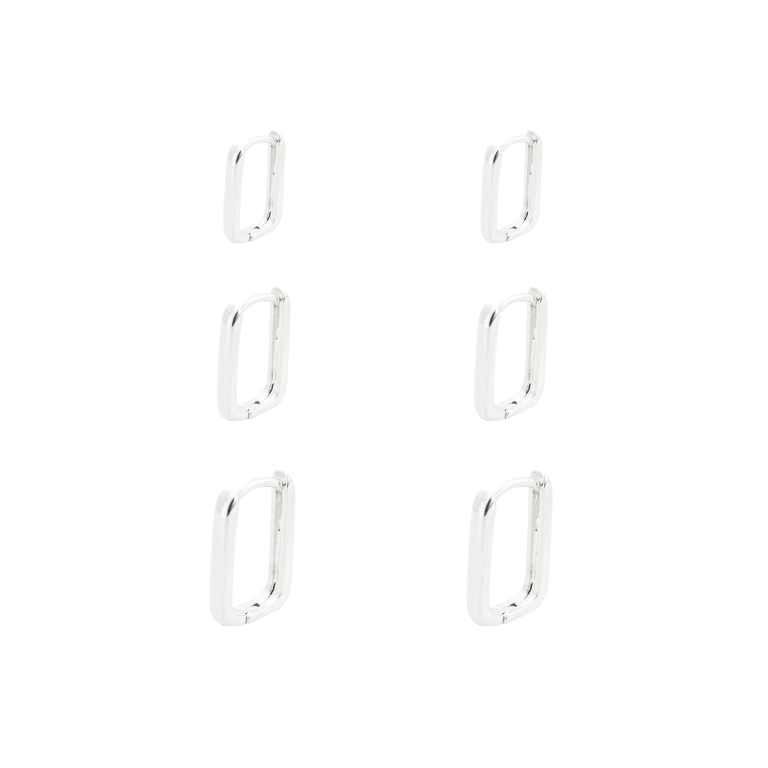 Brinco Trio de Argola Quadrada Lisa Carol