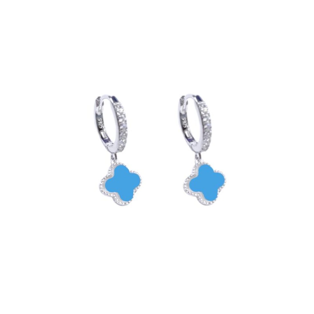 Brinco Argola Cravejada Trevo Azul