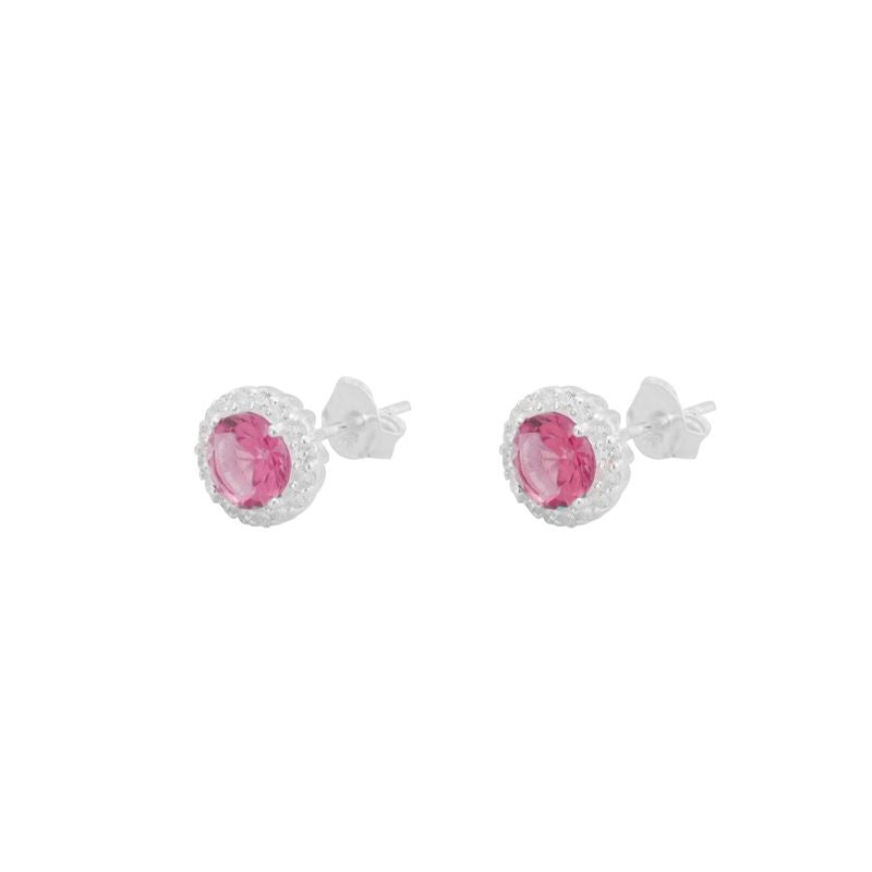 Brinco Redondo Cravejado Rosa