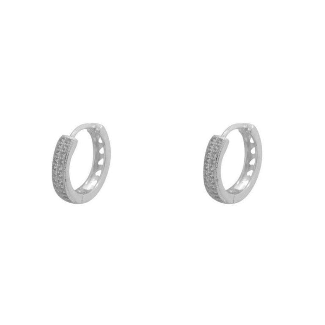 Brinco Argola Cravejada Prata Branca M
