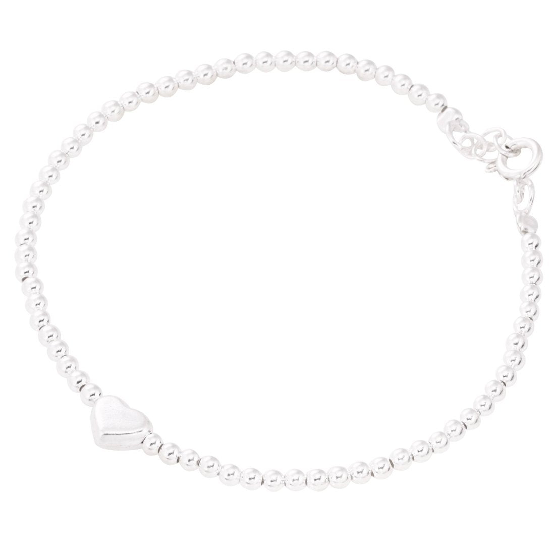 Pulseira Bolinhas e Coração em Prata 925